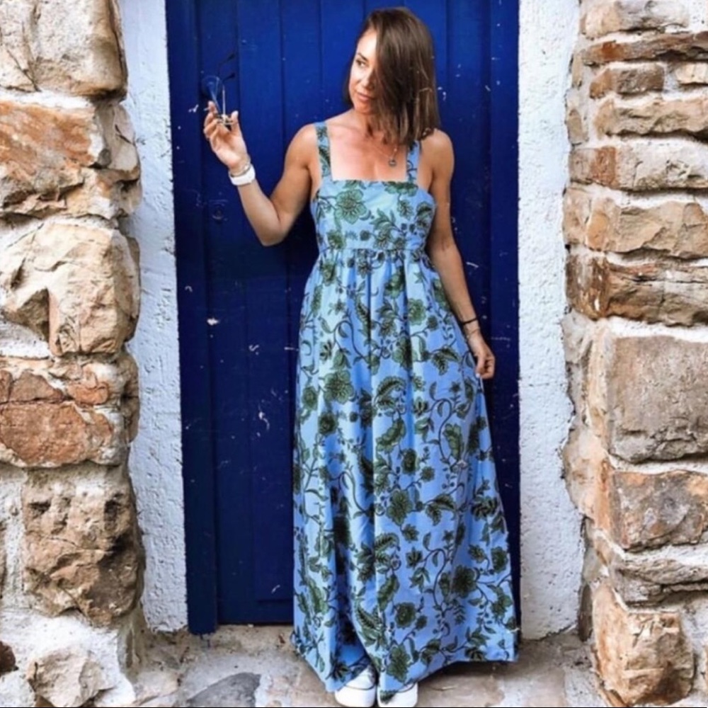 Leaf Print Maxi Dress
